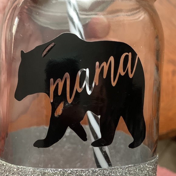 🤍MAMA BEAR BALL JAR WITH LID & STRAW🤍 - Picture 6 of 6